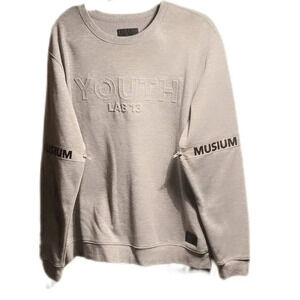 Musium Div grey crew neck casual polycotton blck shorts long sleeve sweatshirt L